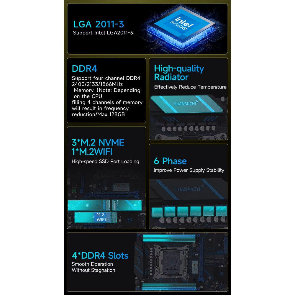 HUANANZHI X99 QD4 LGA 2011-3 X - E5 2696 V3 review and price
